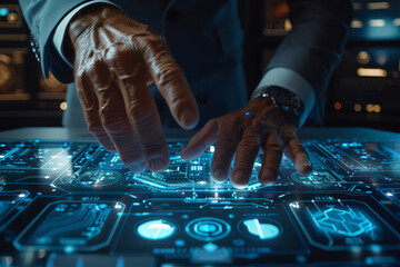 Poster - Futuristic Interface Interaction by Businessman