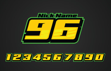 Vector Racing number logo design with frame