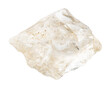 close up of sample of natural stone from geological collection - raw rock quartz mineral isolated on white background