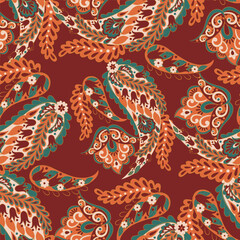 Naklejka na meble Paisley seamless vector pattern. Fabric Indian floral ornament