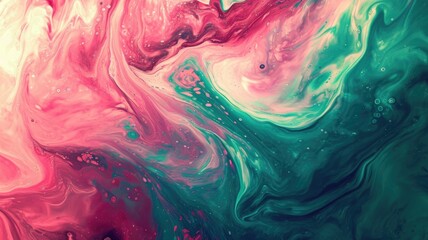 The abstract picture of the two colours between pink and green colour that has been mixing with each other in the form of the ink or liquid to become beautifully view of this abstract picture. AIGX01.