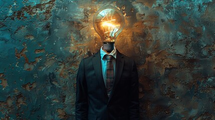 Wall Mural - Idea: A person with a lightbulb above their head