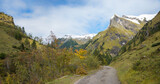 Fototapeta Tulipany - beautiful Oytal valley hiking route, alpine landscape Oberstdorf in autumn