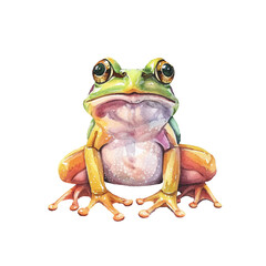 Wall Mural - cute frog vector illustration in watercolour style