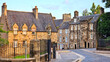 Beautiful old stone houses in the historic old town of Sterling, Scotland, UK at sunset