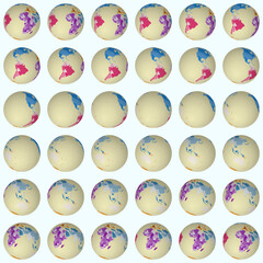 Poster - Collection of planet globes. Tilted sphere view. Rotation step 10 degrees. Colored countries style.