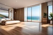  bedroom home interior design with large glass windows to sea view