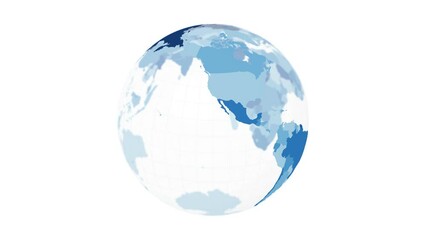 Poster - Rotating globe. Transparent Earth planet in pink and yellow colors spinning on white background. 4k authentic loop animation.