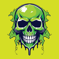 Wall Mural - shirt design of green chemical skull head