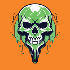 Wall Mural - green skull head vector editable