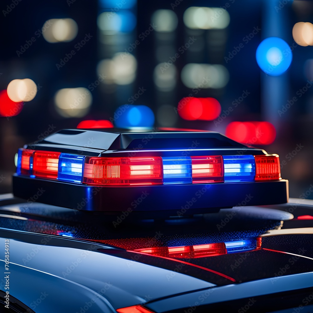 blue and red light flashier on a top of police car Stock Photo | Adobe ...