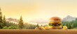 Indulge in Culinary Perfection: A Gourmet Cheeseburger, Expertly Crafted and Ready to Savor - Irresistible Temptation Captured in a Wide Banner