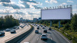 © illuminating images - Empty Billboard During Daytime on Busy Road Business Traffic, Generative AI