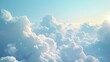 A soft powder blue sky with fluffy white clouds