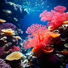 deep sea coral colony in vibrant hues