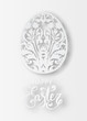Paper art white easter egg. 3d ornate paper carve egg shape. Holiday decorative element. Vector illustration