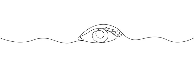 Poster - Linear minimalistic eye drawing. One continuous editable single line female eye line. Concept of the look. Vector illustration.