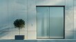 A UHD capture of a contemporary glass door with frosted panels, its clean lines and minimalist design creating a sleek and modern look against the solid background.