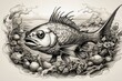 © Reha - monster fish and sea tattoo design, clipart, illustration,