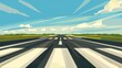 Arirport runway, illustration, flat design, minimal design, low detailed, generated with AI