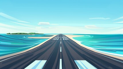 Wall Mural - Arirport runway, illustration, flat design, minimal design, low detailed, generated with AI