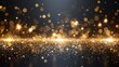 Abstract black background with glowing gold particles, bokeh, generated with AI