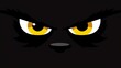 Cute yellow eyes in the dark, cartoon look, illustration, simple shapes, generated with AI