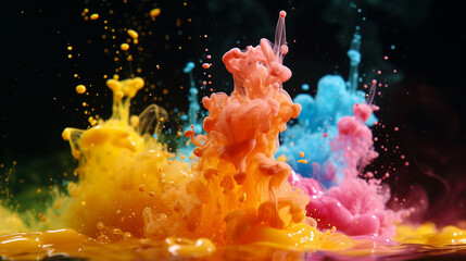 Wall Mural - color paint drops in water
