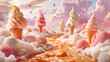 A magical ice cream forest - summer concept