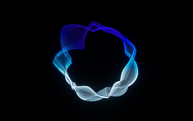 Poster - Futuristic colorful sphere of lines. Network connection big data. Abstract technology background. Place for text. 3d rendering.