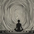 Silhouette of a man in lotus pose. The person is in a meditative state. Concept of spiritual enlightenment and relaxation. Healthy lifestyle. Practicing yogi. Optical illusion with hypnotic effect.