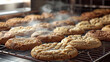 Array of Freshly Baked Cookies on Cooling Rack