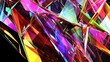 Abstract multicolored glass shards on black background, dynamic prismatic composition, digital art illustration