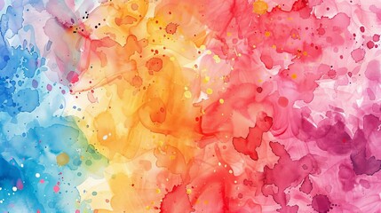 Wall Mural - Expressive watercolor splashes in vibrant colors forming artistic abstract background