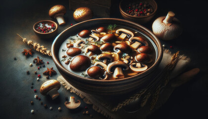 Wall Mural - a mushrooms and mushrooms are displayed on a table.