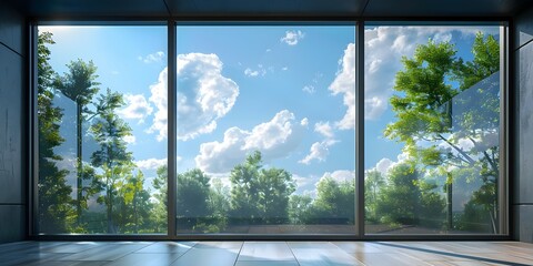  Optimizing Natural Light and Energy Efficiency: A Closeup of Modern Window Design with Advanced Materials. Concept Natural Light, Energy Efficiency, Modern Window Design, Advanced Materials
