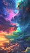 Fluffy multi-coloured abstract clouds background art