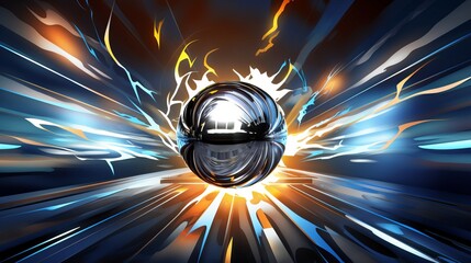 Silver pinball metal ball with abstract background.