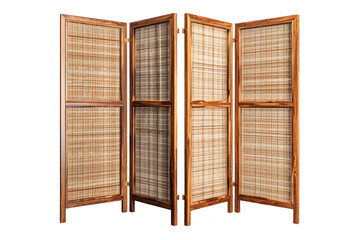 Wooden folding screens room divider isolated on white background.