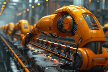 Poster - An intelligent manufacturing facility utilizing Industry 4.0 principles for efficient and automated production processes. Concept of smart industry. Generative Ai.