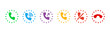 phone handset icon. phone call icons with missed reject symbol for outgoing and incoming calls. set of phone support signs vector phone icons eps10