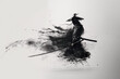 Samurai sumi-e illustration