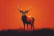 A minimalist depiction of a majestic stag, with antlers held high, rendered in bold lines against a rich autumnal orange background, symbolizing strength and nobility.