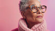 © Bnetto - Cool grandma in cool and modern fashion wearing glasses on soft colors colorful background.