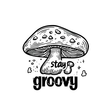 a black and white drawing of a mushroom