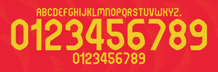Poster - new font vector team Europe national team 2024, spain font, kit sport style font. football style font with lines and points inside, sports style letters and numbers for soccer team	