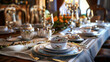 Festive Table Setting with Traditional Dishware and Cutlery
