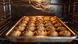High Angle View of Delicious Cookies Baking in Oven