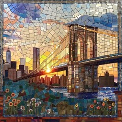 Wall Mural - a mosaic picture of the golden gate bridge