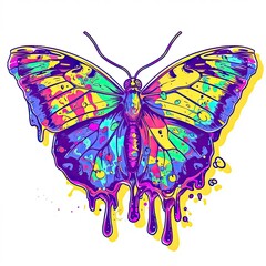 Wall Mural - a colorful butterfly with drops of paint on it